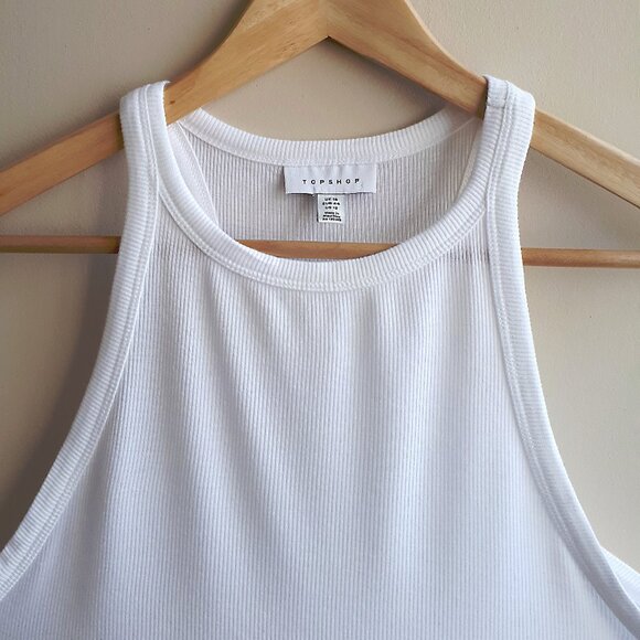TOPSHOP Premium Ribbed Racer Vest Tank top in White - Picture 3 of 5